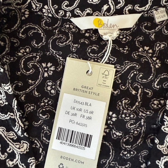 Boden Womens Wrap Detail Mini Dress 6R Black Printed NEW. 1228 - Picture 5 of 7